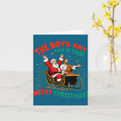 Funny Jesus Santa The Boys Are Back In Town Merry  カード (黄色い花)