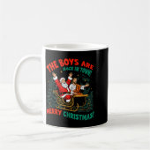 Funny Jesus Santa The Boys Are Back In Town Merry  コーヒーマグカップ (左)