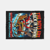 Funny Jesus Santa The Boys Are Back In Town Merry フリースブランケット (正面(横))