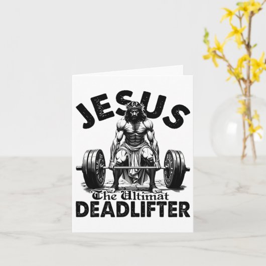 Funny Jesus The Ultimate Deadlifter Christian Gym  カード (黄色い花)