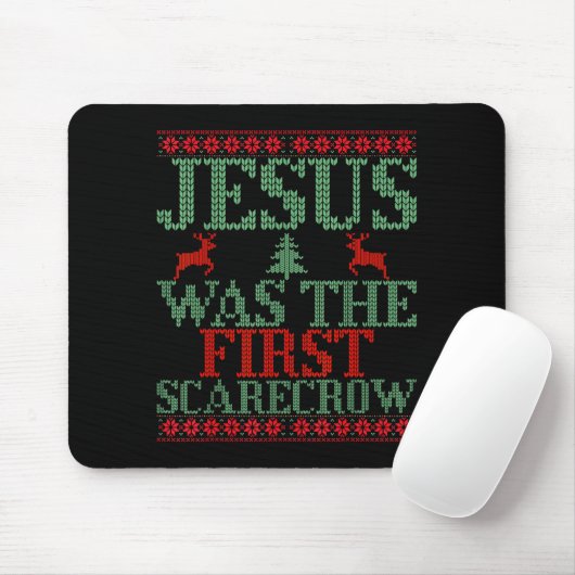 Funny Jesus Was The First Ecrow Ugly Sweater Style マウスパッド (マウス)