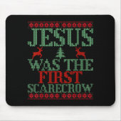 Funny Jesus Was The First Ecrow Ugly Sweater Style マウスパッド (正面)