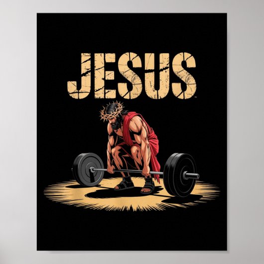 Funny Jesus Weightlifting Christian Gym Humor  ポスター (正面)