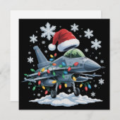 Funny Jet Fighter Military Christmas Holiday Xmas シーズンカード (正面/裏面)