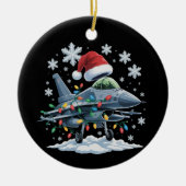 Funny Jet Fighter Military Christmas Holiday Xmas セラミックオーナメント (正面)