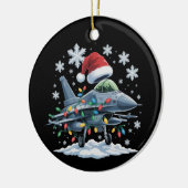 Funny Jet Fighter Military Christmas Holiday Xmas セラミックオーナメント (左)