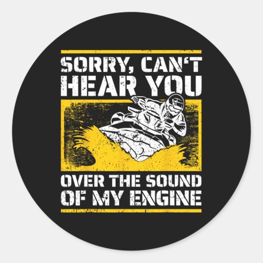 Funny Jet Skiing I Personal Watercraft Rider I Jet ラウンドシール (正面)