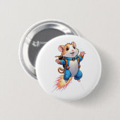 Funny Jetpack Hamster Pin | Cartoon Animal Badge 缶バッジ (正面&裏面)