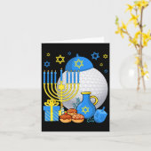 Funny Jewish Golf Ball Menorah Happy Hanukkah Chan カード (黄色い花)