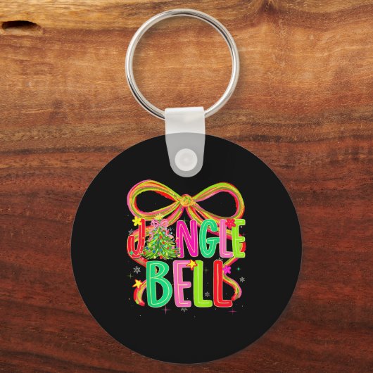 Funny Jingle Bells Coquette Bow Merry Christmas Gi キーホルダー (正面)