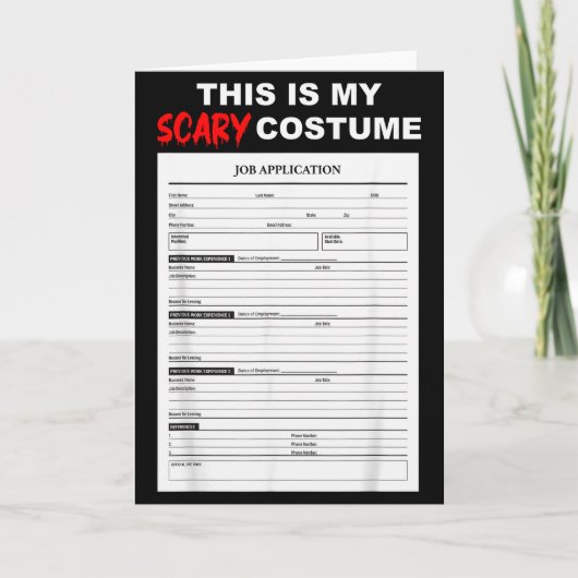 Funny Job Application Form Y Halloween Costume  カード (正面)