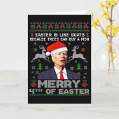 Funny Joe Biden Christmas Santa Hat Merry 4th Of E カード (黄色い花)