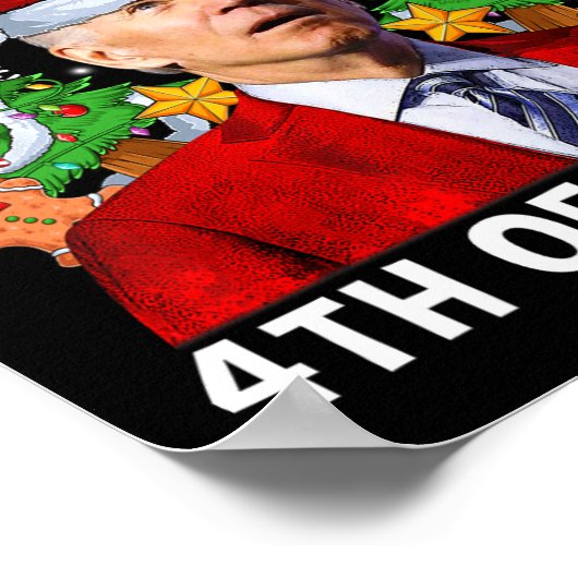 Funny Joe Biden Christmas Santa Hat Merry 4th Of E ポスター (角)