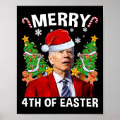 Funny Joe Biden Christmas Santa Hat Merry 4th Of E ポスター (正面)