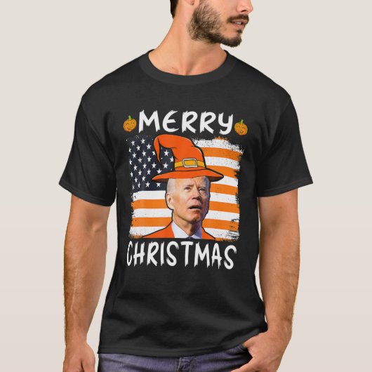 Funny Joe Biden Confused Merry Christmas Happy Hal Tシャツ (正面)