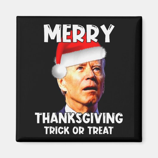 Funny Joe Biden Santa Hat Merry Thanksgiving Chris マグネット (正面)