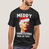 Funny Joe Biden Santa Hat Merry Thanksgiving Chris Tシャツ (正面)