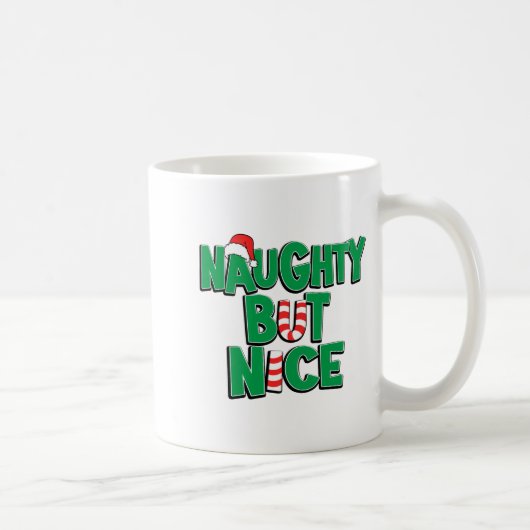 Funny Joke Christmas Humor Naughty But Nice コーヒーマグカップ (右)