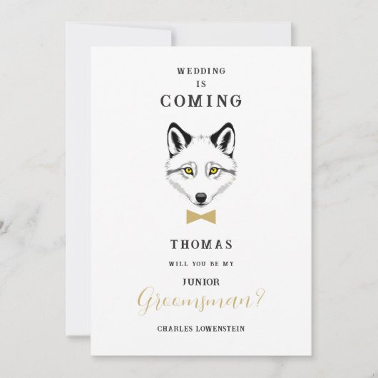 Funny Jr Groomsman Gold Bow Tie Wedding Proposal (正面)