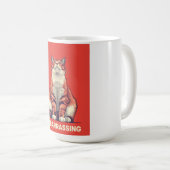 Funny Judging Cat Embarrassing Retro Poster Art コーヒーマグカップ (正面右)