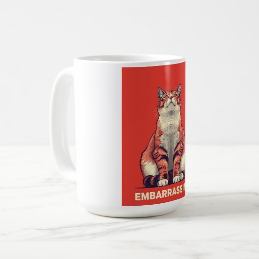 Funny Judging Cat Embarrassing Retro Poster Art コーヒーマグカップ (正面左)
