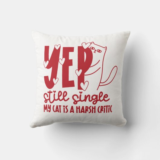 Funny Judging Cat Still Single Anti-Valentine クッション (裏面)