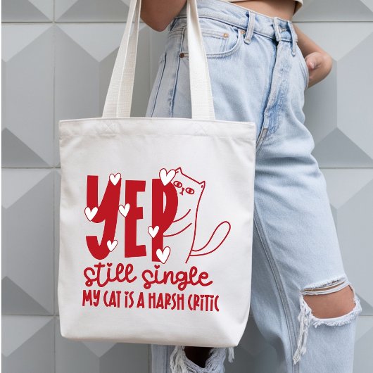 Funny Judging Cat Still Single Anti-Valentine トートバッグ