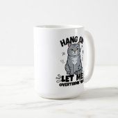 Funny Judgmental Grey Cat Illustration コーヒーマグカップ (正面右)