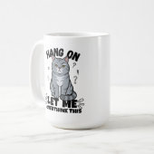 Funny Judgmental Grey Cat Illustration コーヒーマグカップ (正面左)