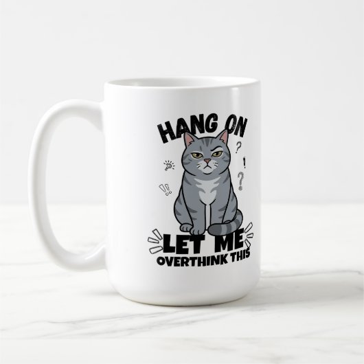 Funny Judgmental Grey Cat Illustration コーヒーマグカップ (左)