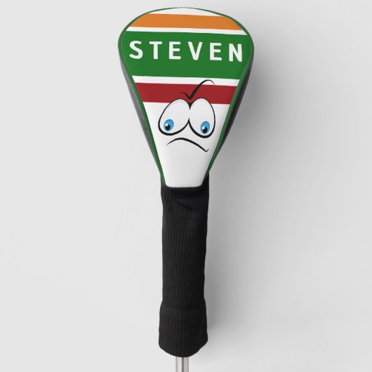Funny Judgy Face Retro Striped Golf Dad First Name ゴルフヘッドカバー (正面)
