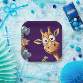 Funny Jungle Critters Birthday Celebration Paper ペーパープレート (パーティー)