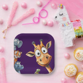 Funny Jungle Critters Birthday Celebration Paper ペーパープレート (パーティー)