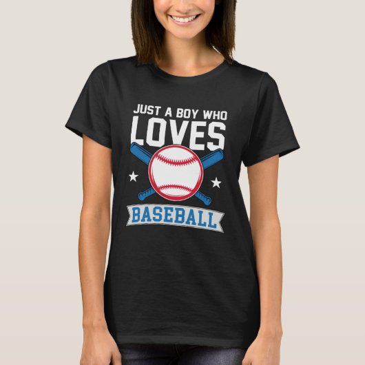 Funny Just A Boy Who Loves Baseball Pitcher Catche Tシャツ (正面)