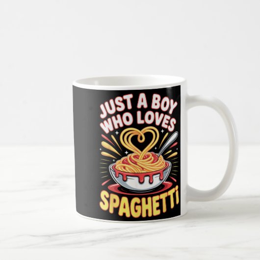 Funny Just A Boy Who Loves Spaghetti  コーヒーマグカップ (右)