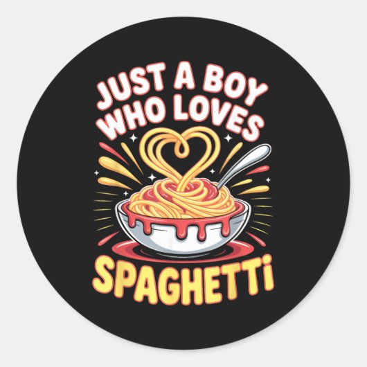 Funny Just A Boy Who Loves Spaghetti  ラウンドシール (正面)