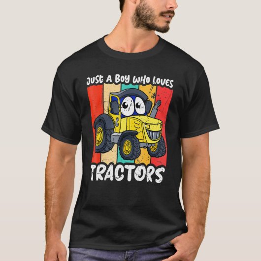 Funny just A Boy Who Loves Tractors Tシャツ (正面)
