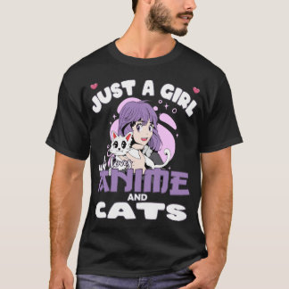 Funny Just a Girl who loves Anime and Cats Lover Tシャツ