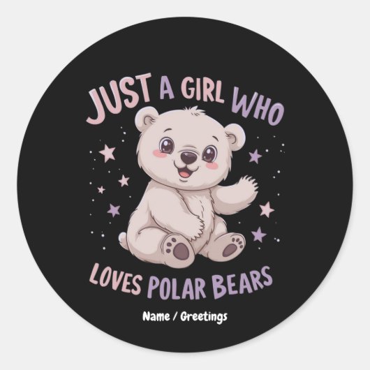Funny Just A Girl Who Loves Baby Polar Bears  ラウンドシール (正面)