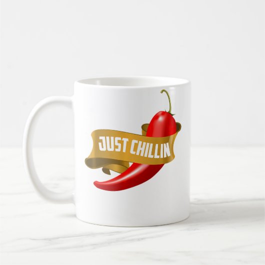 Funny Just Chillin Chili Pepper For Spicy Food Lov コーヒーマグカップ (左)