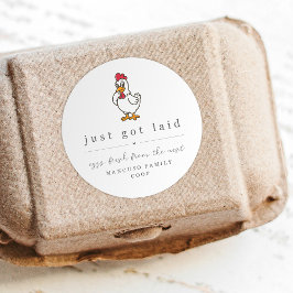 Funny Just Got Laid Farm Coop Egg Carton Label ラウンドシール