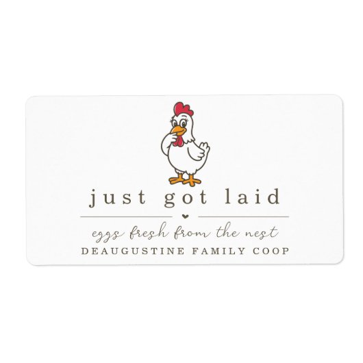 Funny Just Got Laid Farm Coop Egg Carton Label ラベル (正面)