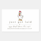 Funny Just Got Laid Farm Coop Egg Carton Label 長方形シール (正面)