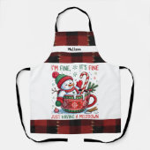 Funny Just having a Meltdown Snowman Christmas エプロン (正面)