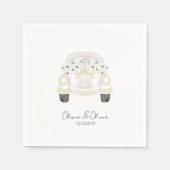 Funny just married car custom wedding スタンダードカクテルナプキン (正面)