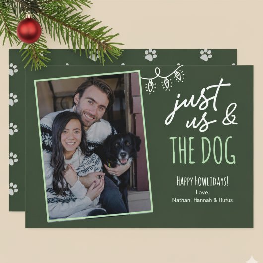 Funny Just Us & The Dog Howlidays Photo Green シーズンカード