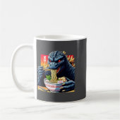 Funny Kaiju Eating Ramen Japanese Monster Lover Bi コーヒーマグカップ (左)