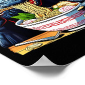 Funny Kaiju Eating Ramen Japanese Monster Lover Bi ポスター (角)