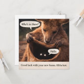 Funny kangaroo new home greeting card カード (正面/裏面インサイチュ)