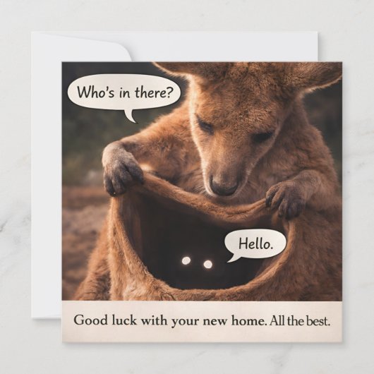 Funny kangaroo new home greeting card カード (正面)